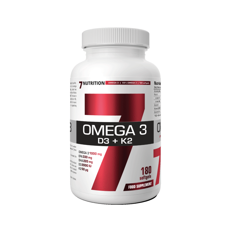 7 Nutrition Omega 3 55% D3+K2 180 kaps.